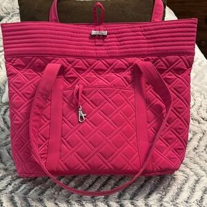 Vera Bradley Pink Quilted Tote Bag with Diamond Pattern